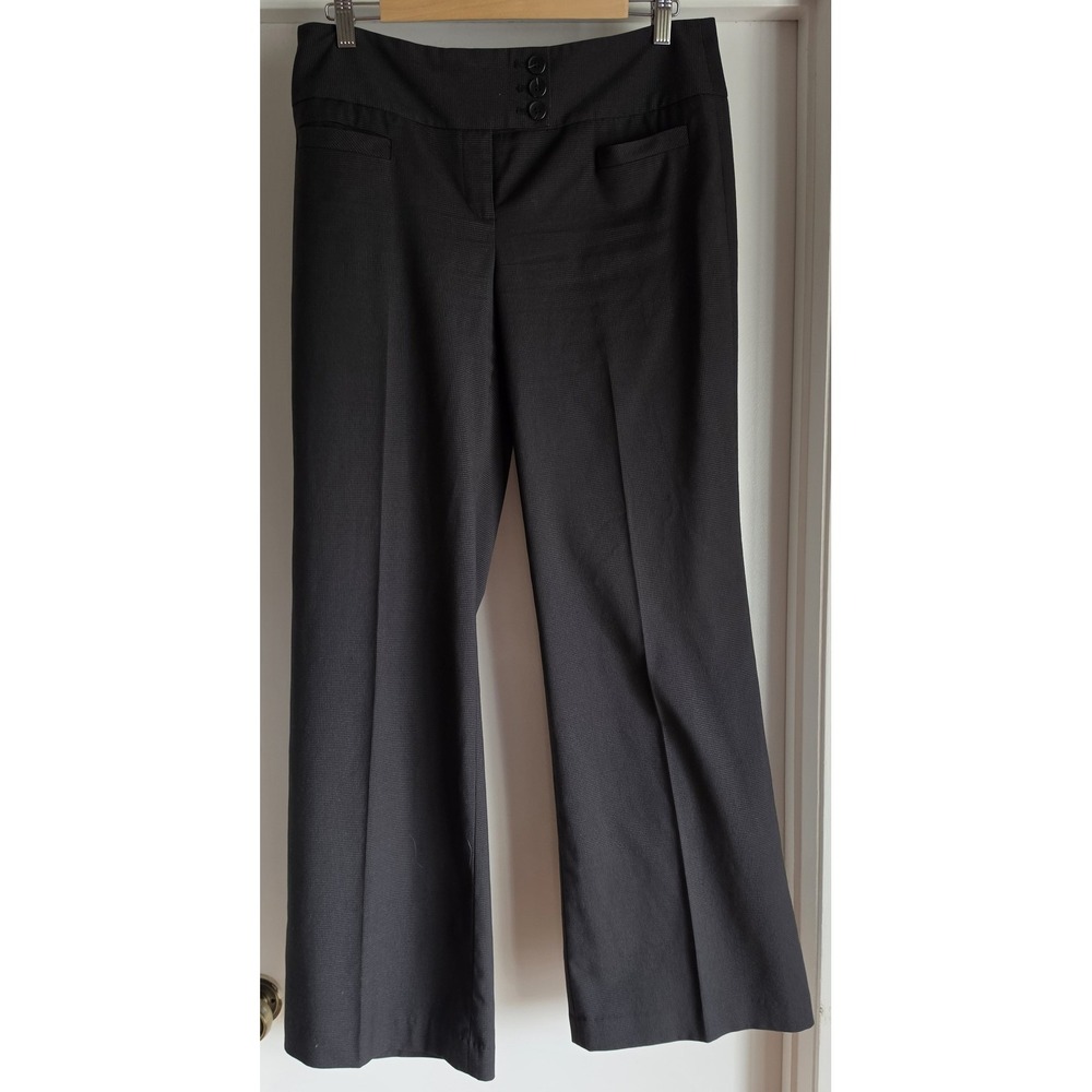 Ann Taylor Dress Pants Size 8 Black Micro-Check Work Trousers Slacks Straight
